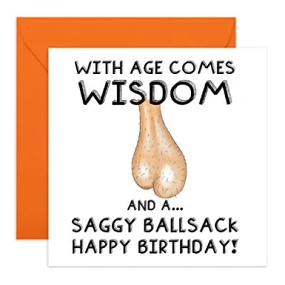Image of Central 23 Rude Birthday Cards for Men &#039;With Age Comes Wisdom&#039; Funny Dad Card Husband Boyfriend 40th 50th 60th Gift Grandad With Stickers