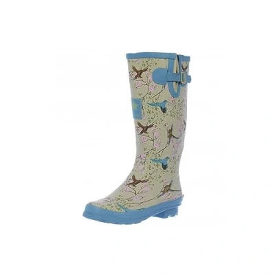 Image of Onlineshoe Women’s Funky Flat Wellie Wellington Festival Rain Boots Assorted Colours 7 Bird