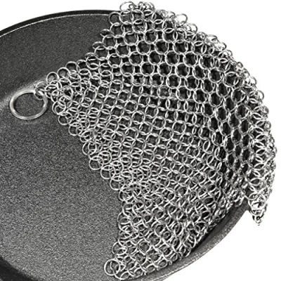 Image of Cast Iron Cleaner. Steel Scrubber Cookware Cleaner For Skillet, Wok, Pot, Pan Hygenic Option to Scouring Pad Does Not Rust like Wool Protects Seasoning (Square 7 &quot;x7&quot;)