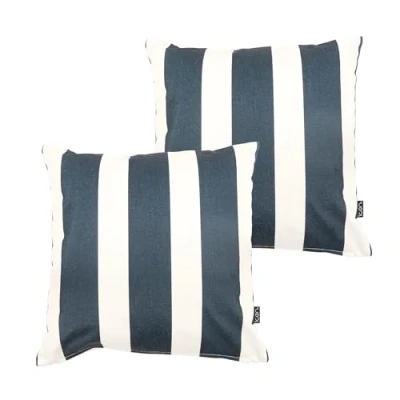 Image of icon Indoor Outdoor Cushions Filled, Boho Collection, Black, Set of 2, 43cm x 43cm, Water Resistant, Black for Garden Furniture, Lounge, Garden, Patio