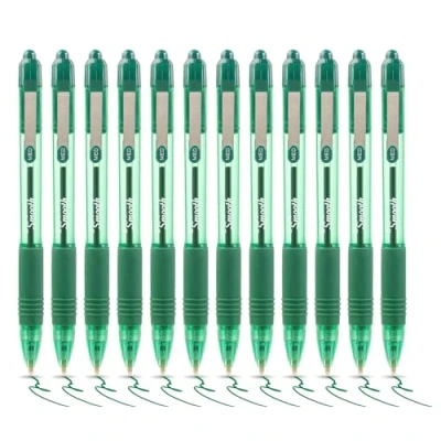 Image of Zebra Pen Z Grip Green Pens Ballpoint, Smooth &amp; Comfortable Ballpoint with Pocket Clip, Retractable Ink, Reliable Biro Multipack for Everyday Use Med Point, 12pk