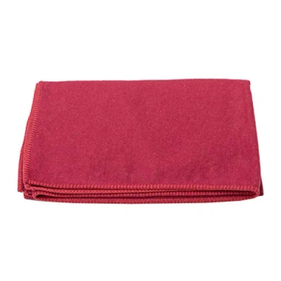 Image of David Fussenegger Sylt Cotton Blanket, Plain Colour with Decorative Stitching, wine red, 140 cm x 200