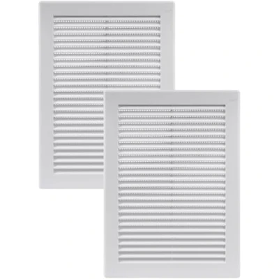 Image of Vent Systems 180 x 250 mm / 7&quot; 10&quot; Inch White Soffit Cover Pack of 2 Flat Rectangular Air Louver Grille Built in Insect Screen HVAC Vents for Bathroom, Home Office, Kitchen