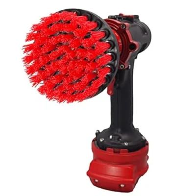 Image of Kornely™ Premium Drill Brush Stiff, Red, 10cm. Professional Power Scrubber. Doesn&#039;t Scratch Surfaces. Suitable for Garage, Brick, Outdoor Tiles, Stone, Fireplace, Rust Removal, Car Rims Cleaning