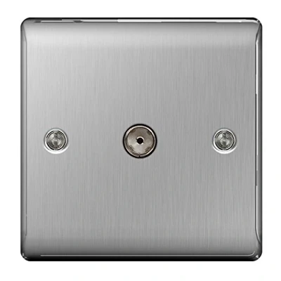 Image of BG Nexus NBS Range Brushed Steel Switches &amp; Sockets Full of Matching Items (TV Aerial Coaxial Socket)