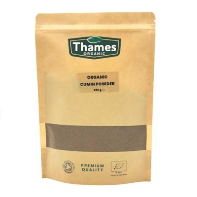 Image of Organic Cumin Powder 250g, Certified Organic, Non GMO, Vegan, No Additives, Preservatives, Resealable Bag by Thames 250g