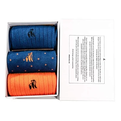 Image of SWOLE PANDA Luxury Bamboo Socks for Men, Orange &amp; Blue, 3 Pack, Size 7 11