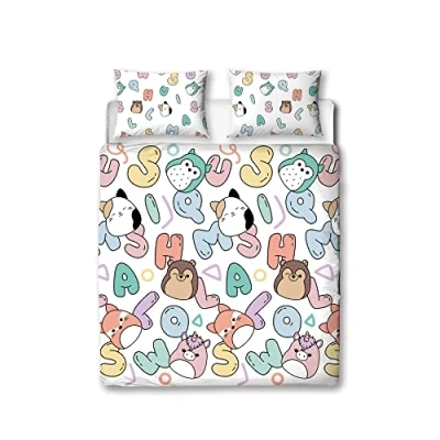 Image of Squishmallows Official Double Kids Duvet Cover Set Chill Design Reversible 2 Sided Bedding Including Matching Pillow Cases Character World Brands Childs Bed