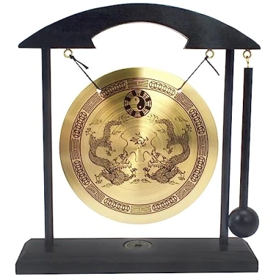 Image of Zen Art Brass Feng Shui Desktop Gong + Free Fengshuisale Red String Bracelet H1302