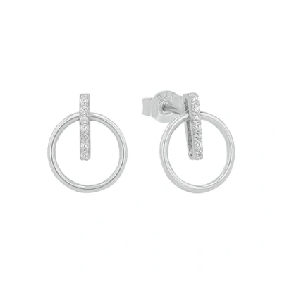 Image of Amor stud earrings 925 Sterling silver woman earrings, with zirconia synth., 1.1 cm, silver, comes in jewelry gift box