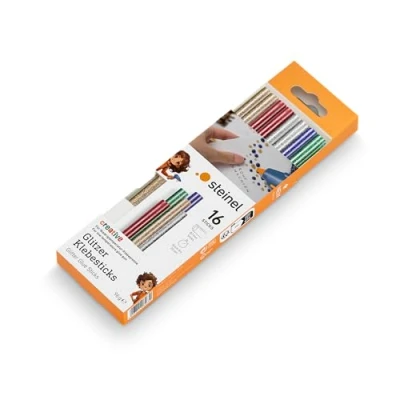 Image of STEINEL Glitter Sticks, 85C Low Heat Melting, 7mm,16 Hot Cartridges for GlueMatic 1007 LT Glue Gun, Colourful, 7 mm