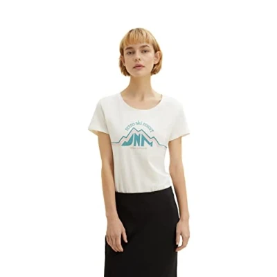 Image of TOM TAILOR Denim Ladie&#039;s 1034242 Ski Print t Shirt, 10348 Gardenia White, S