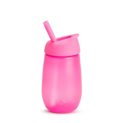 Image of Munchkin Simple Clean Toddler Practice Cup, Baby &amp; Sippy Cup with Straw, BPA Free Non Spill Dishwasher Safe Straw Leakproof Silicone Childrens Bottle, 12+ Months, Pack of 1, Pink
