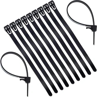 Image of UKCable Ties Releasable/Reusable Cable 7.6mm x 250mm Black Pack of 200