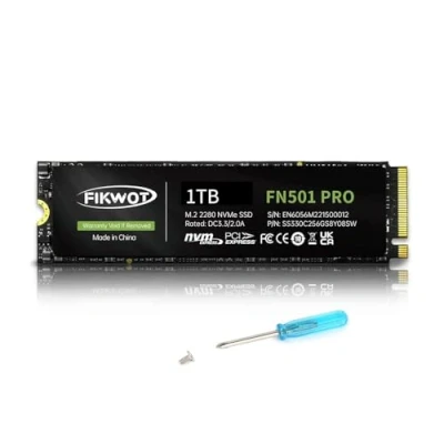 Image of Fikwot FN501 Pro NVMe SSD 1TB M.2 2280 Up to 3500MB/s PCIe Gen3 x4 3D TLC NAND Internal Solid State Drive, SLC Cache Compatible with Laptops &amp; Desktops