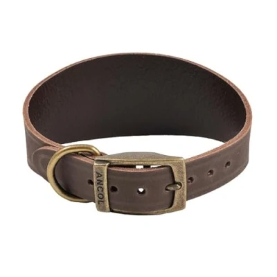 Image of Ancol Timberwolf Leather Whippet Collar Sable to fit 30 34cm neck