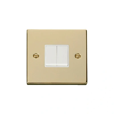 Image of Click Deco 2 Gang Way 10AX Switch Polished Brass White Inserts