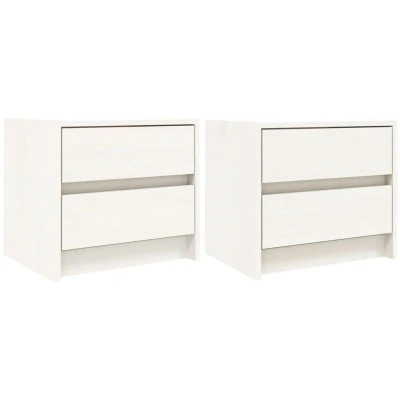 Image of vidaXL Bedside Cabinets 2 pcs White 40x31x35.5 cm Solid Wood Pine