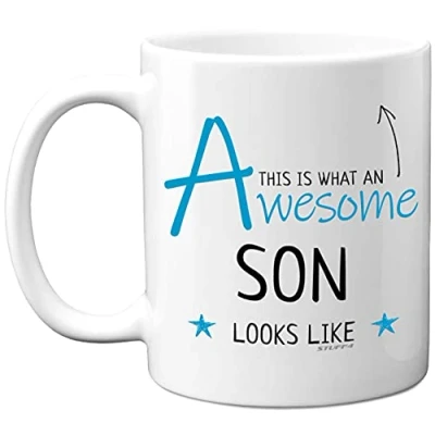 Image of Son Mug, Birthday Gifts This is What an Awesome Looks Like 11oz Ceramic Dishwasher Safe Mugs, Gifts, for Son, Presents,