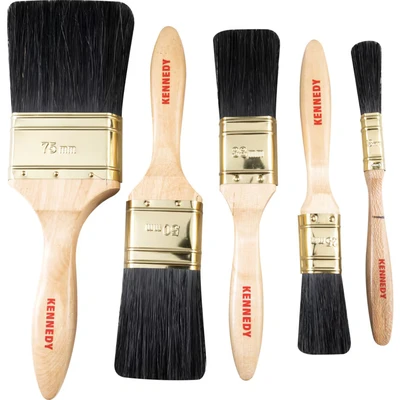 Image of Kennedy Flat Paint Brush Set, Natural Bristle, Set of 5