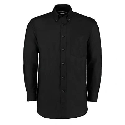 Image of Kustom Kit Classic Fit Long Sleeve Workwear Oxford Shirt 17in Black