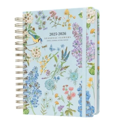 Image of Kokonote A5 Academic Diary 2025 2026 Page A Day Seasonal Flowers Planner With Stickers, Student Essentials For University, Back To School Supplies