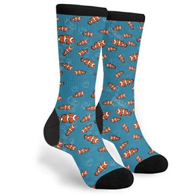 Image of 934 Novelty Work Socks The Lovely Clown Fish In Sea Sports Sustainable Unisex For Runing Men Outdoor 40Cm