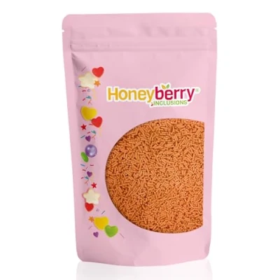 Image of HONEYBERRY INCLUSIONS Orange Sugar Strands Sprinkles 200g Premium Edible Decorating Vermicelli for Baking, Cupcake and Cake Decorations, Ice Cream, Dessert Icing Decoration Toppers