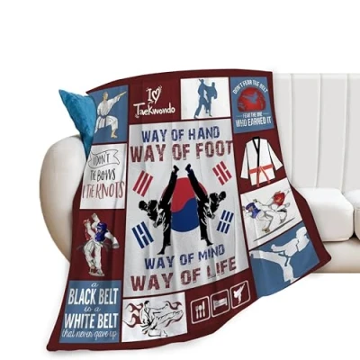 Image of Taekwondo Blanket Korea Gifts for Girls Boys Kids Woman Sport Throw Blankets Soft Warm Fleece Flannel Plush Bed Sofa Couch 40&quot;x50&quot;