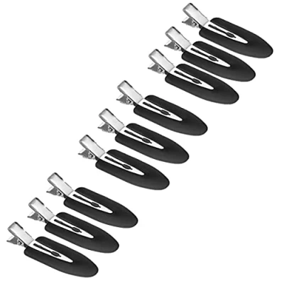 Image of JeoPoom Hairpin[9 Pcs], No Bend Hair Clips, Crease Clips Pin Curl Makeup Seamless Clip Clamps for Girl Woman Bangs Styling(Black)
