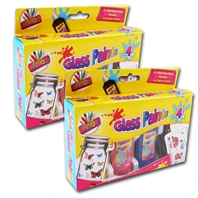 Image of 8X Glass Paints Tubs Vibrant, Fast Drying, Washable &amp; Raised