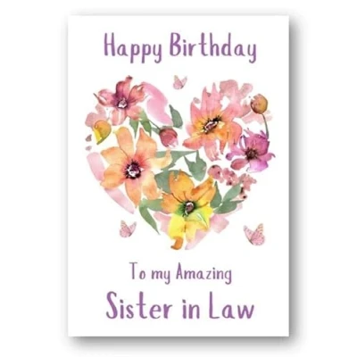 Image of Second Ave Sister in Law Flower Heart Cute Happy Birthday Card Greetings For Her