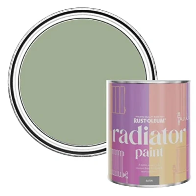 Image of Rust Oleum Green Heat Resistant Radiator Paint in Satin Finish Bramwell 750ml