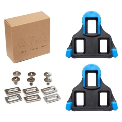 Image of Bike Cleats Compatible with Shimano SPD SL Locking Cycling Pedals Indoor &amp; Road Cleat for SH12 System Shoes (2 Degree Float) Black Blue
