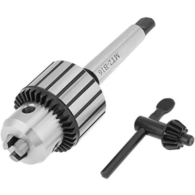 Image of Key Type Drill Chuck, 1 13mm MT2 Lathe Stainless Steel Electric Chuck Rotary Tool Arbor Self Tighten Taper Shank Wrench Bench
