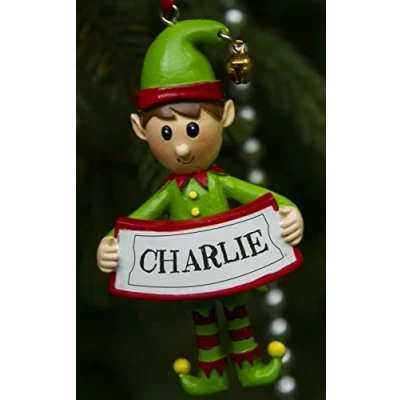 Image of Boxer Gifts Charlie Elf Christmas Tree Decoration Xmas Bauble Ornament Gift One for The Whole Family, Ceramic, Multi Colour, 8 x 4.5 2 cm