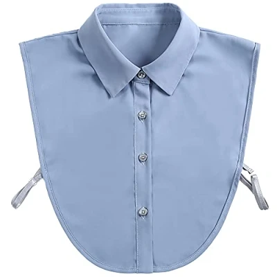 Image of LoudSung Fake Collar Detachable Blouse False Half Shirt Classic Designed Top Elegant for Women Girls Blue