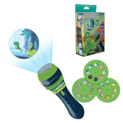 Image of Lexibook LTC050DINO Dinosaur, Torch Light and Projector with 3 Discs, 24 Images, Create Your own Stories, Blue/Green, Moyen
