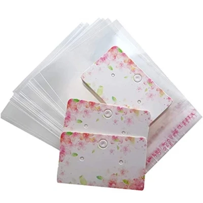 Image of 50 x Jewellery Display Cards Earring With Self Adhesive Bags 5cm 3cm Flower