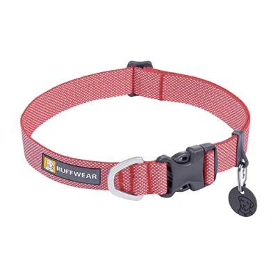 Image of RUFFWEAR Hi &amp; Light Dog Collar, Ultra Strong Lightweight, Tubelok Webbing, Aluminium Lead Attachment Ring Side Release Buckle, Stylish Neck Wear Accessory, Salmon Pink (Large, 51 66 cm)