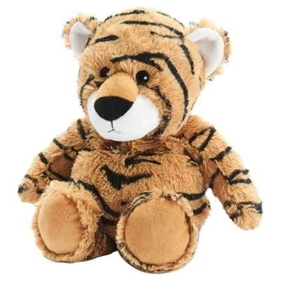 Image of Warmies Large Microwaveable Tiger Plush Toy, Brown, Soothing Lavender Scented Soft Toy.