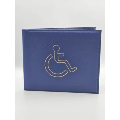 Image of AlezyB 1x Dark Blue Disabled Badge Holder, PU Leather Wallet Protector Parking Permit Cover Holder