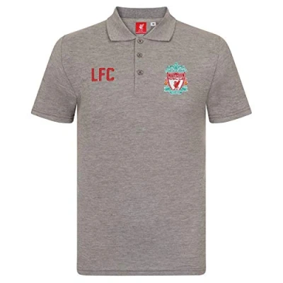 Image of Liverpool FC Official Football Gift Mens Crest Polo Shirt Grey Small