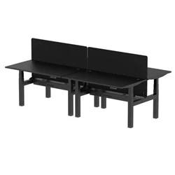 Image of Air B2B 1400x800mm Adjustable 4P Bench Desk CP Black/Black + Screen