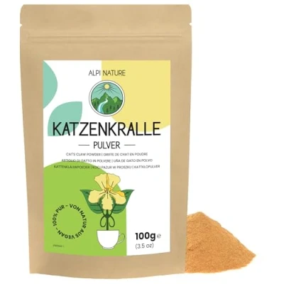 Image of Cats Claw Powder 100g 3.5 oz by Alpi Nature, Cat&#039;s Ground, Dried Bark for Smoothies, Juices, Herbal Tea and Tea, Uncaria tomentosa