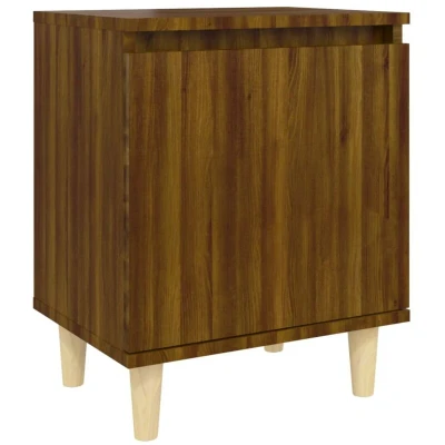 Image of vidaXL Bed Cabinet with Solid Wood Legs Brown Oak 40x30x50 cm