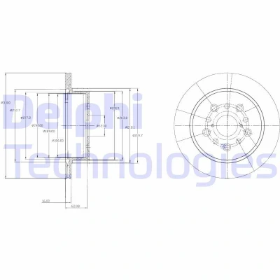 Image of 4243150030 Brake disc DELPHI BG4216 310mm 16mm 5 Vented Oiled Untreated LEXUS: LS III, II