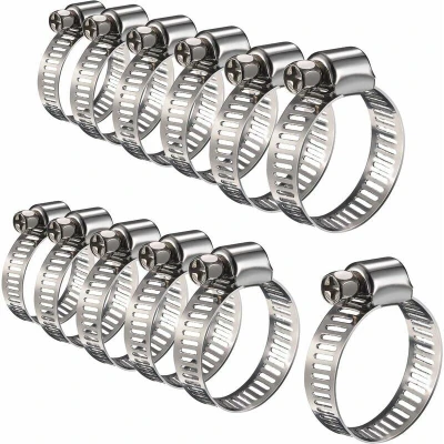 Image of Shining House 12 Pièces Collier de Serrage Tuyau Ajustable en Acier Inoxydable Pinces Clips Fixation (16 25 mm)