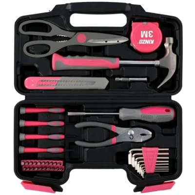 Image of Kinzo 8711252177960 Tool Set 39 Pieces for Home Use Pink