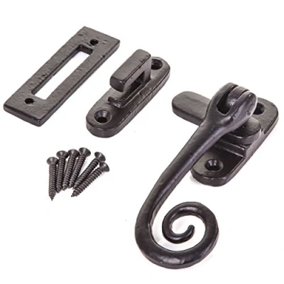 Image of Black Antique Window Casement Fastener Cast Iron Monkey Tail Mortice Latch